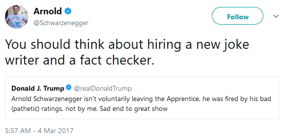 Arnold Schwarzenegger vs. Donald Trump on Twitter